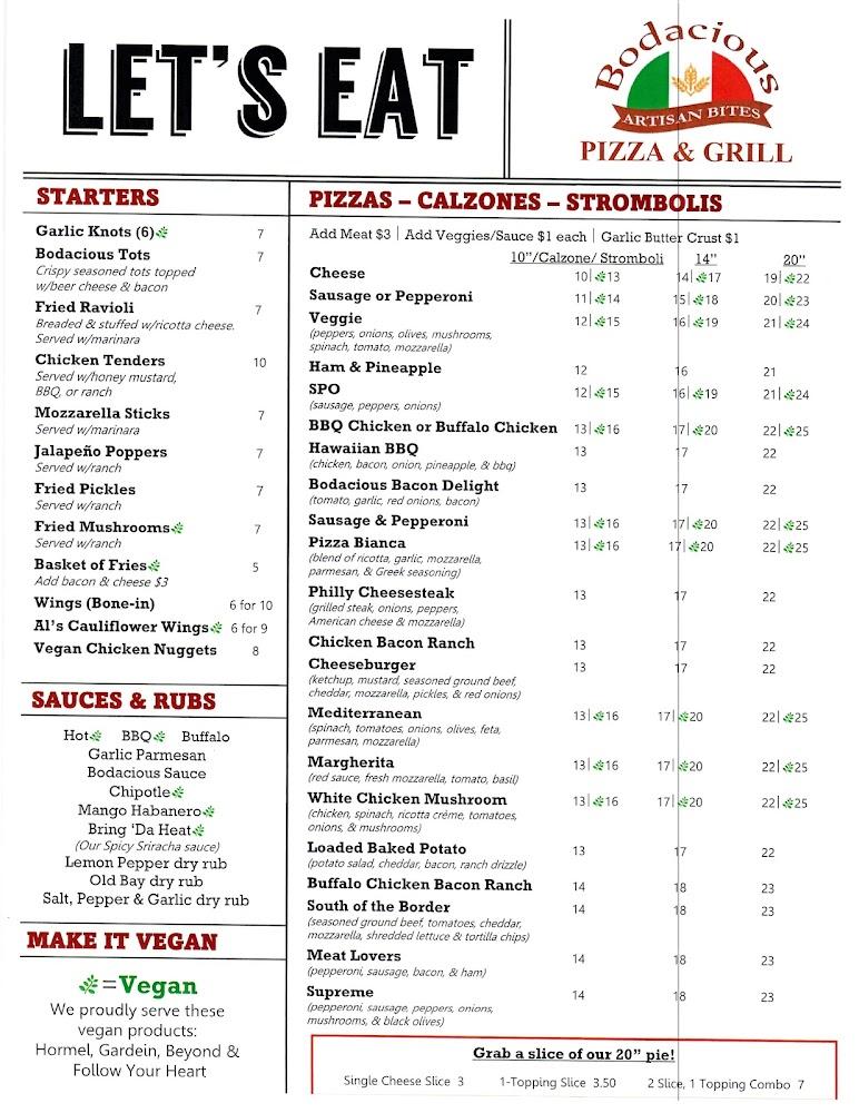 Bodacious Pizza & Grill Menu image 3