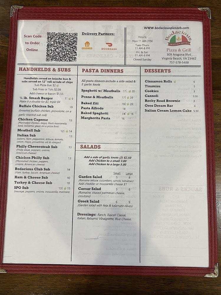 Bodacious Pizza & Grill Menu image 4